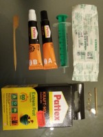 Cocktailstab zum Umrühren vom Kleber, Härter, Kleber, 10mL Spritze mit Verpackung, Kaufset, 2mm Holzstab mit angespitzten Abschnitten